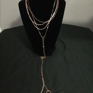 Gold multi-chain geometric triangle drop necklace-costume jewelry